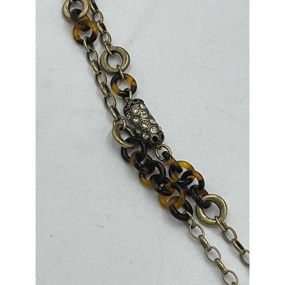 J. Crew‎ Tortoiseshell Links and Pave Barrel Beaded Long Necklace 30" - Picture 16 of 16